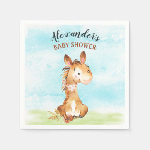 Aquarell-Pferd-Babydusche Serviette