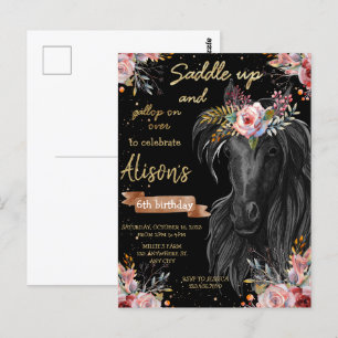 Aquarell Pferd Geburtstag Cowgirl Postkarte