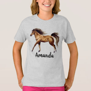 Aquarell Pferd Namensmonogramm T-Shirt