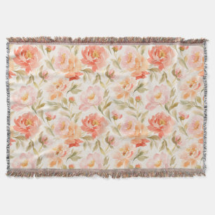 Aquarell-Pfingstrose Korallenrosa Blumenmuster Decke