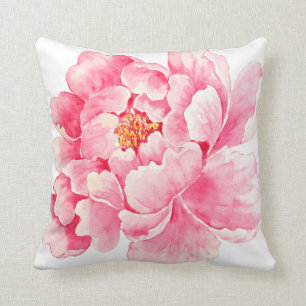 Aquarell-Pfingstrose Rosa Botanik-Kissenhülle Kissen
