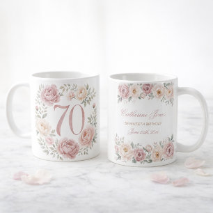 Aquarell-Pfingstrosen 70. Geburtstag Personalisier Kaffeetasse