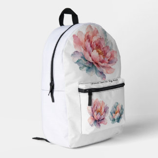 Aquarell-Pfingstrosen-Blumen Bedruckter Rucksack