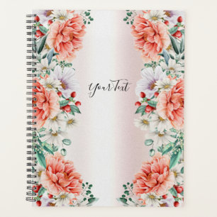 Aquarell-Pfingstrosen-Blumen-Hochzeitsplanerin Planer
