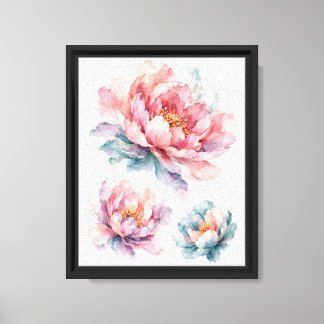 Aquarell-Pfingstrosen-Blumen Leinwanddruck