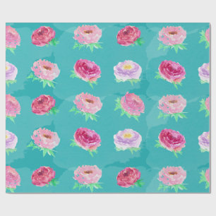 Aquarell-Pfingstrosen-Blumenmuster-Geschenkpapier Geschenkpapier