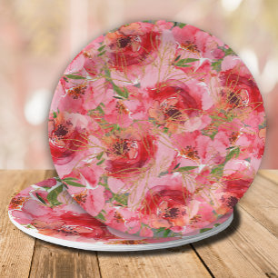 Aquarell-Pfingstrosen Florale Hochzeitsdusche Pappteller