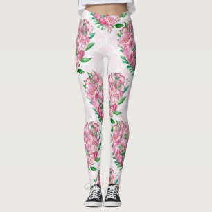 Aquarell-Pfingstrosen-Herz Leggings