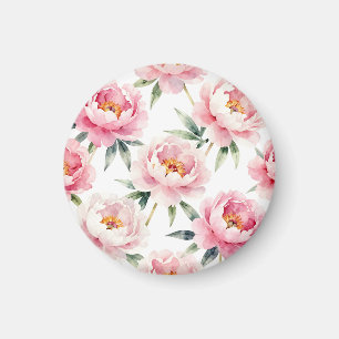 Aquarell-Pfingstrosen-Rosa-Blumenmuster Magnet