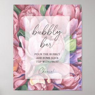Aquarell-Pfingstrosen - sprudelnde Bar Poster