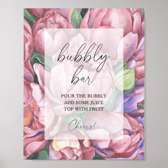 Aquarell-Pfingstrosen - sprudelnde Bar Poster (Vorne)