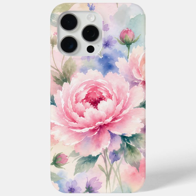 Aquarell-Pfingstrosenblüte Case-Mate iPhone Hülle (Rückseite)