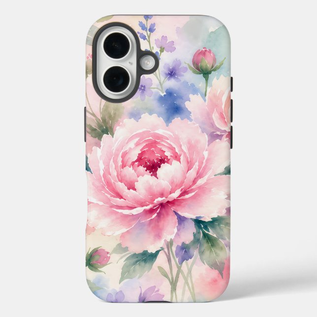 Aquarell-Pfingstrosenblüte Case-Mate iPhone Hülle (Rückseite)