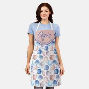 Aquarell-Pfirsich-Blau-Kugeln Gigi-Geschenk Weihna Schürze