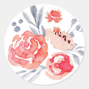 Aquarell-Pfirsich-Blumen-Aufkleber Runder Aufkleber