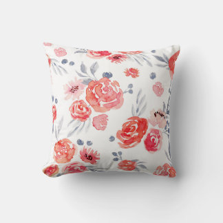 Aquarell-Pfirsich-Blumenkissen Kissen