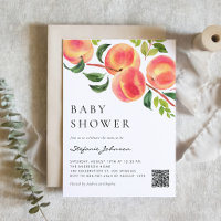 Aquarell-Pfirsich-Botanical-Baby-Shower-QR-Code