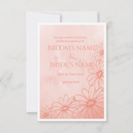 Aquarell-Pfirsich-Gänseblümchen-Hochzeitseinladung Einladung