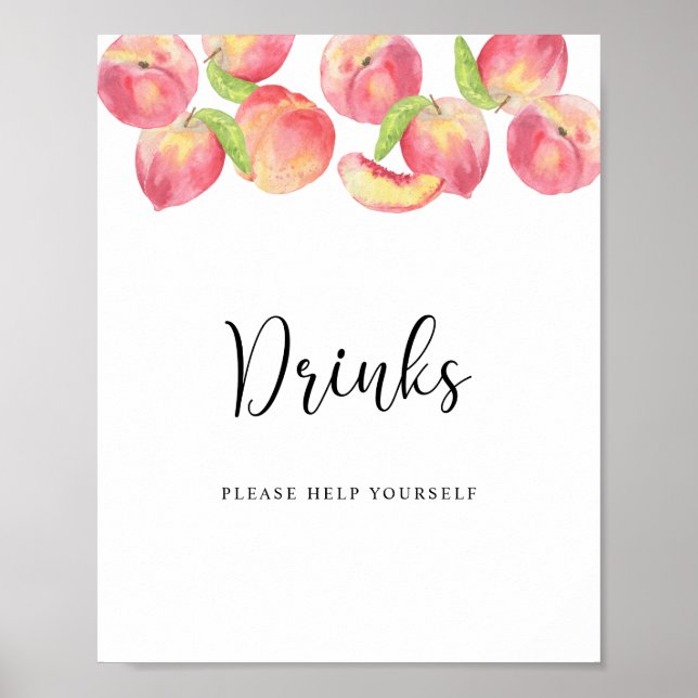 Aquarell-Pfirsich-Getränke-Greif-zu-Plakat Poster (Vorne)