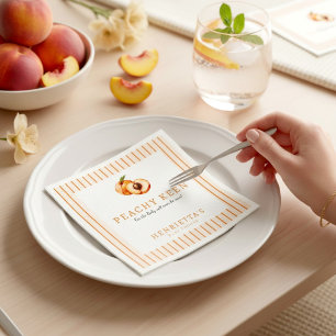 Aquarell-Pfirsich 'Peachy Keen' Baby-Shower-Servie Serviette