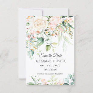 Aquarell-Pfirsich-Rosa-Wangen-Blume Save the Date Einladung