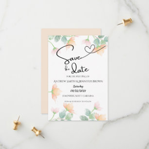 Aquarell-Pfirsich- und Salbei-Halbtransparent-Hoch Save The Date