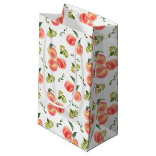 Aquarell-Pfirsiche und Grün Botanical-Muster Kleine Geschenktüte