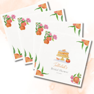 Aquarell-Pfirsichkuchen mit Blüten Junggesellinnen Serviette