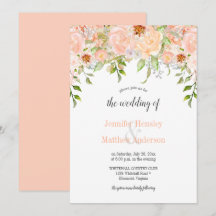 Aquarell-Pfirsichrosen-Hochzeitseinladung