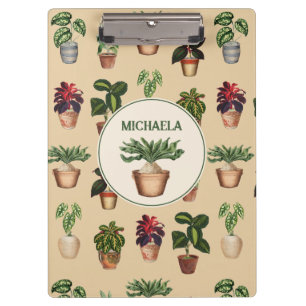 Aquarell Pflanze Terracotta Töpfe Name Klemmbrett