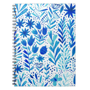 Aquarell-Pflanzen Blumen Nahtlose Textur Notizblock