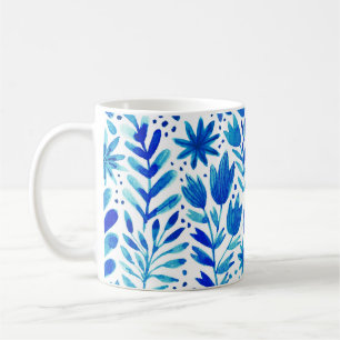 Aquarell-Pflanzen Nahtloses Muster Kaffeetasse