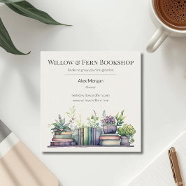 Aquarell-Pflanzen- und Buchdesign Quadratische Visitenkarte