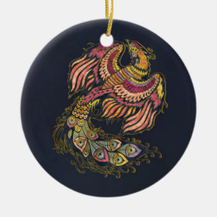 Aquarell-Phoenix-Vogel Keramik Ornament