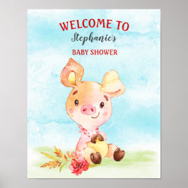 Aquarell Piggy Baby Duschfarm Poster