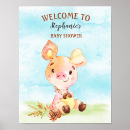 Aquarell Piggy Baby Duschfarm Poster