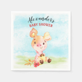 Aquarell Piggy Baby Duschfarm Serviette