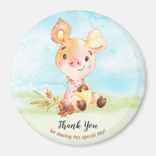 Aquarell Piggy Baby Showfarm Vielen Dank Magnet