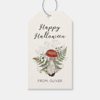 Aquarell-Pilz-Botanik-Frohes-Halloween-Geschenk Geschenkanhänger