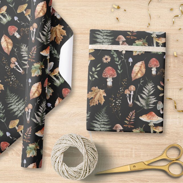 Aquarell-Pilz-Botanik-Pattern-Decoupage Geschenkpapier (Von Creator hochgeladen)