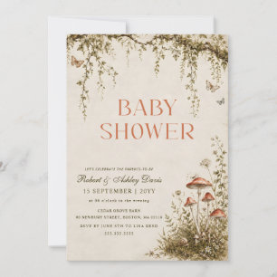 Aquarell-Pilz-Schmetterling-Baby-Party Einladung
