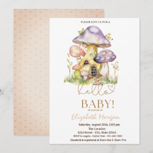 Aquarell-Pilze Blumen Punkte Babyparty Einladung