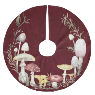Aquarell Pilze Pilz Weihnachtsfeiertag Polyester Weihnachtsbaumdecke