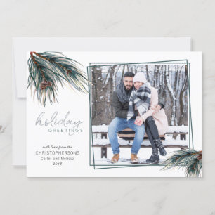 Aquarell Pine Boughs Holiday GREETINGS Foto Feiertagskarte