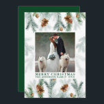 Aquarell Pine Cone Grüne Foto Weihnachten<br><div class="desc">Elegante Watercolor Pine Cone Grüne Weinkultur Weihnachten Foto Weihnachtskarte</div>