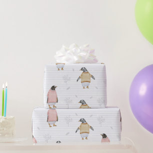 Aquarell Pinguin Vögel Weihnachten Natur Kunst Geschenkpapier