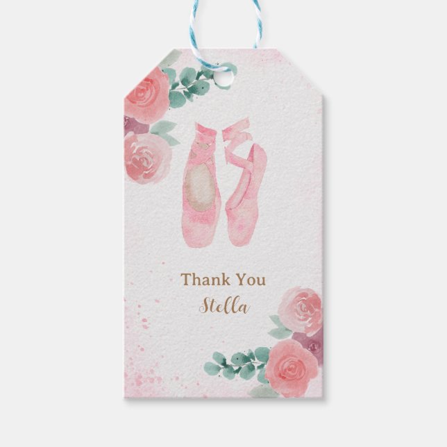 Aquarell Pink Ballerina Shoes, vielen Dank Geschenkanhänger (Vorderseite)