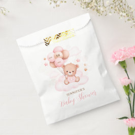 Aquarell Pink Balloons Teddy Bear Baby Dusche Geschenktütchen