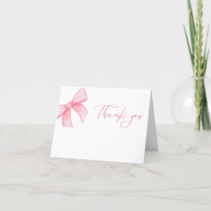 Aquarell Pink Bow Babydusche Danke Karte