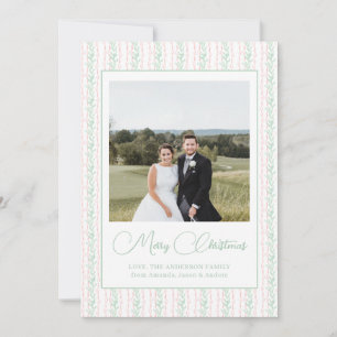 Aquarell Pink Bow Garland Weihnachtsgebäck Foto Feiertagskarte